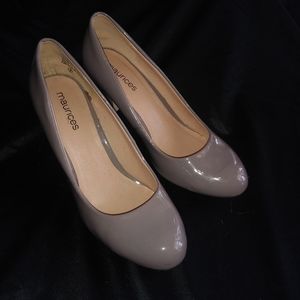 Maurice's grey patent shiny heels